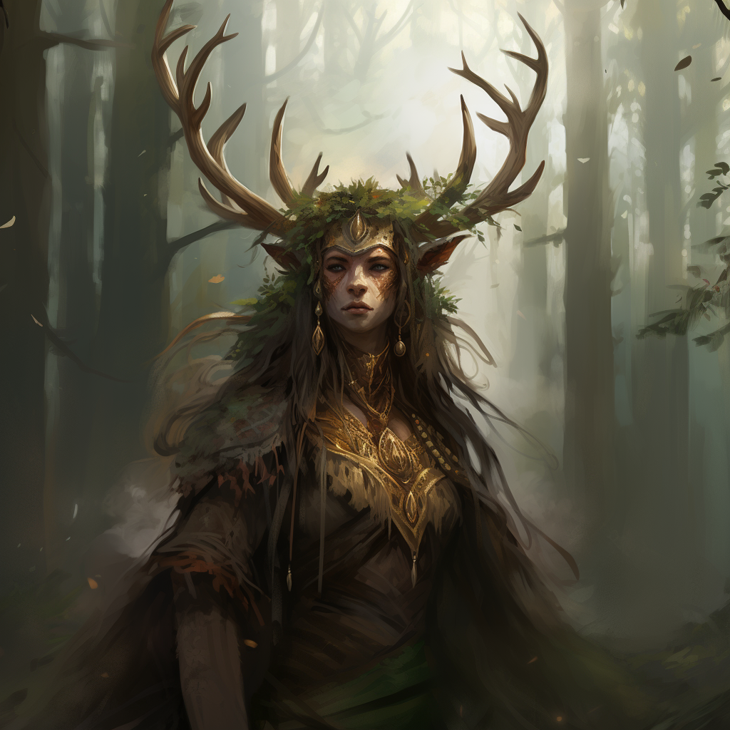 female deerfolk druid